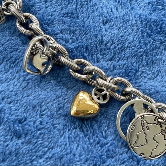 Brighton Silver World Peace Charm Bracelet with Heart and Peace Charms Retired - Picture 6 of 9